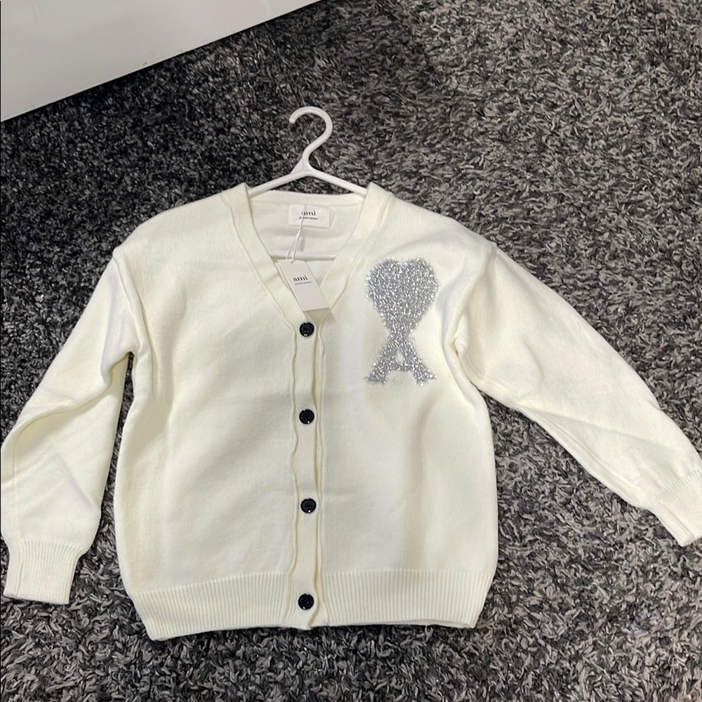 Ami White Sweater with Silver Detail